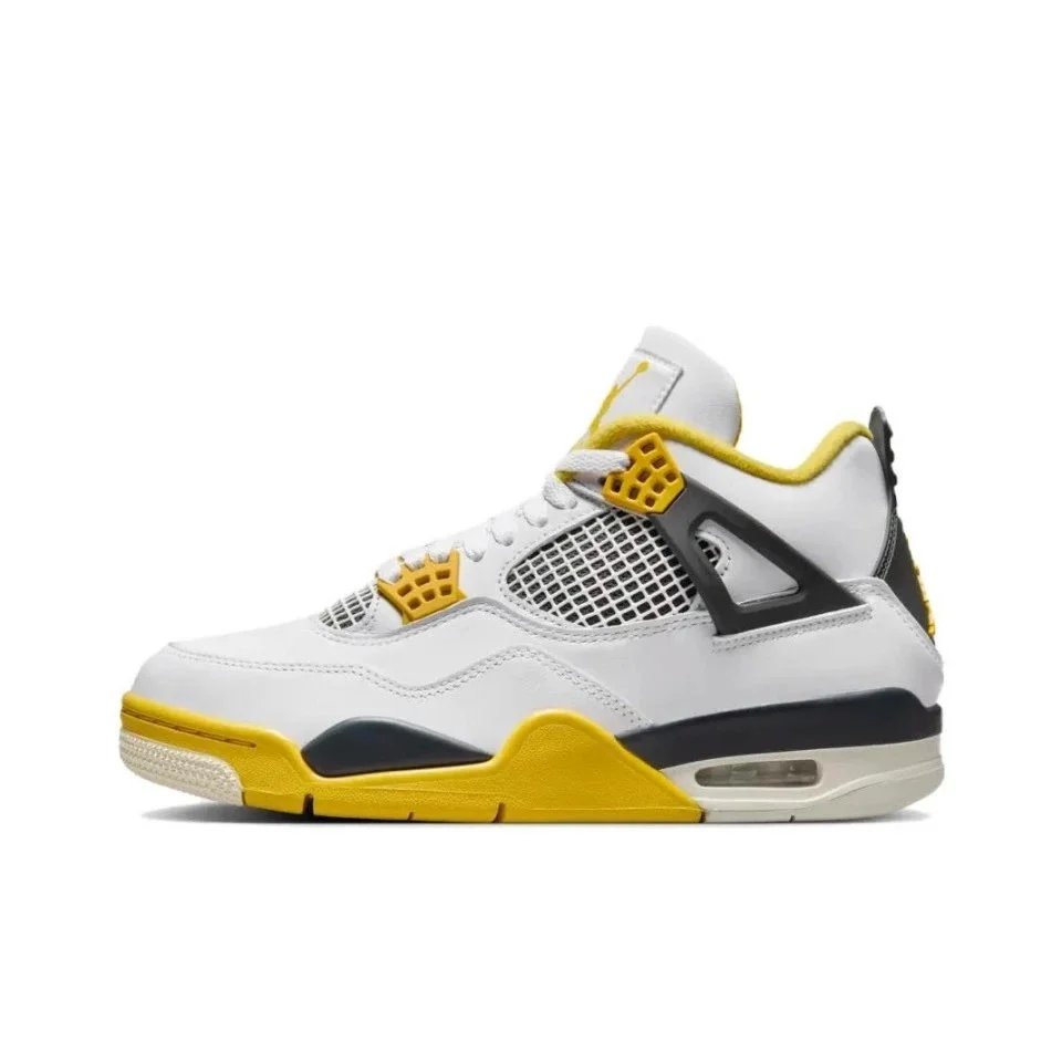 Jordan Mid-Top Basketball Sneakers in White, Yellow, and Black product photo 2