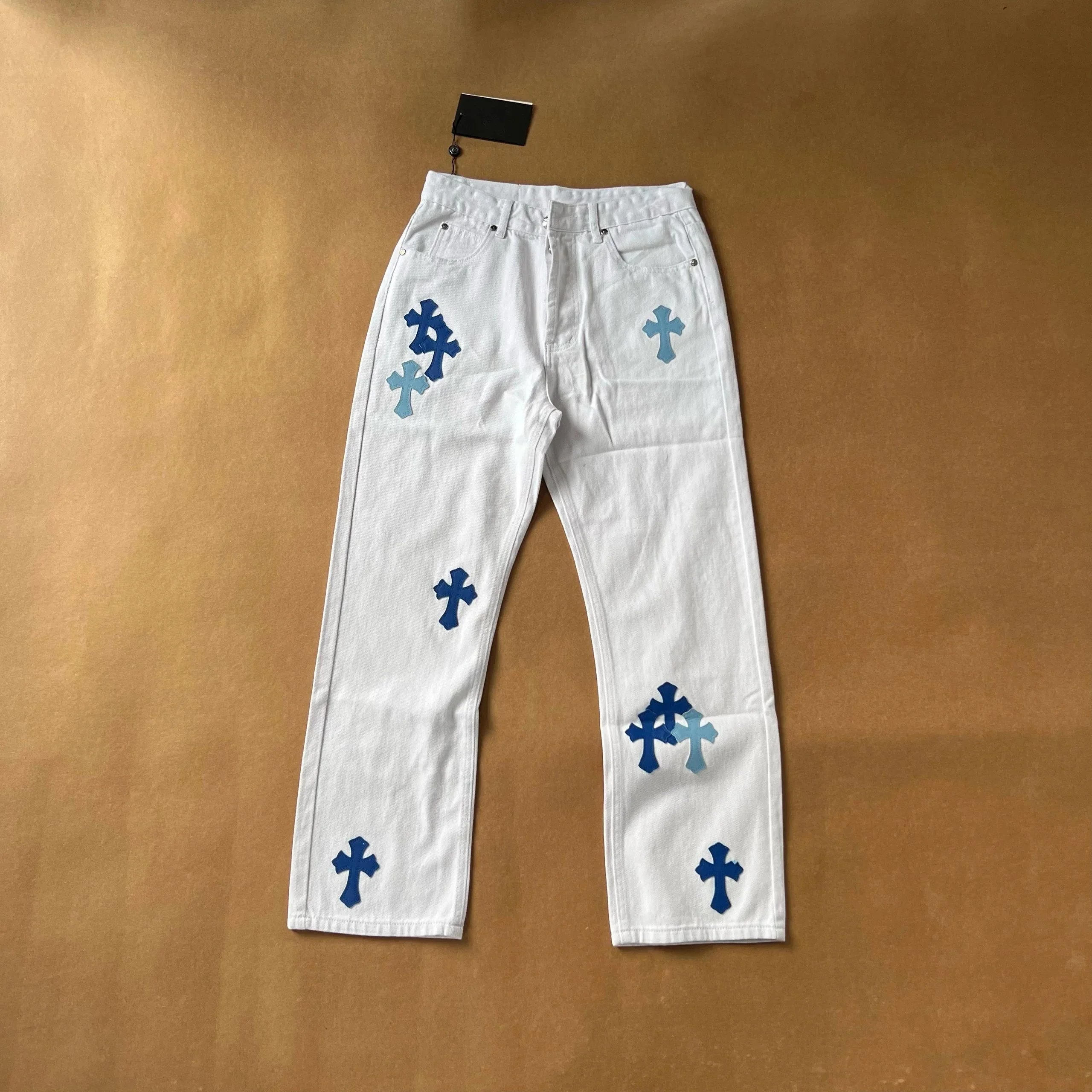 White with a blue label