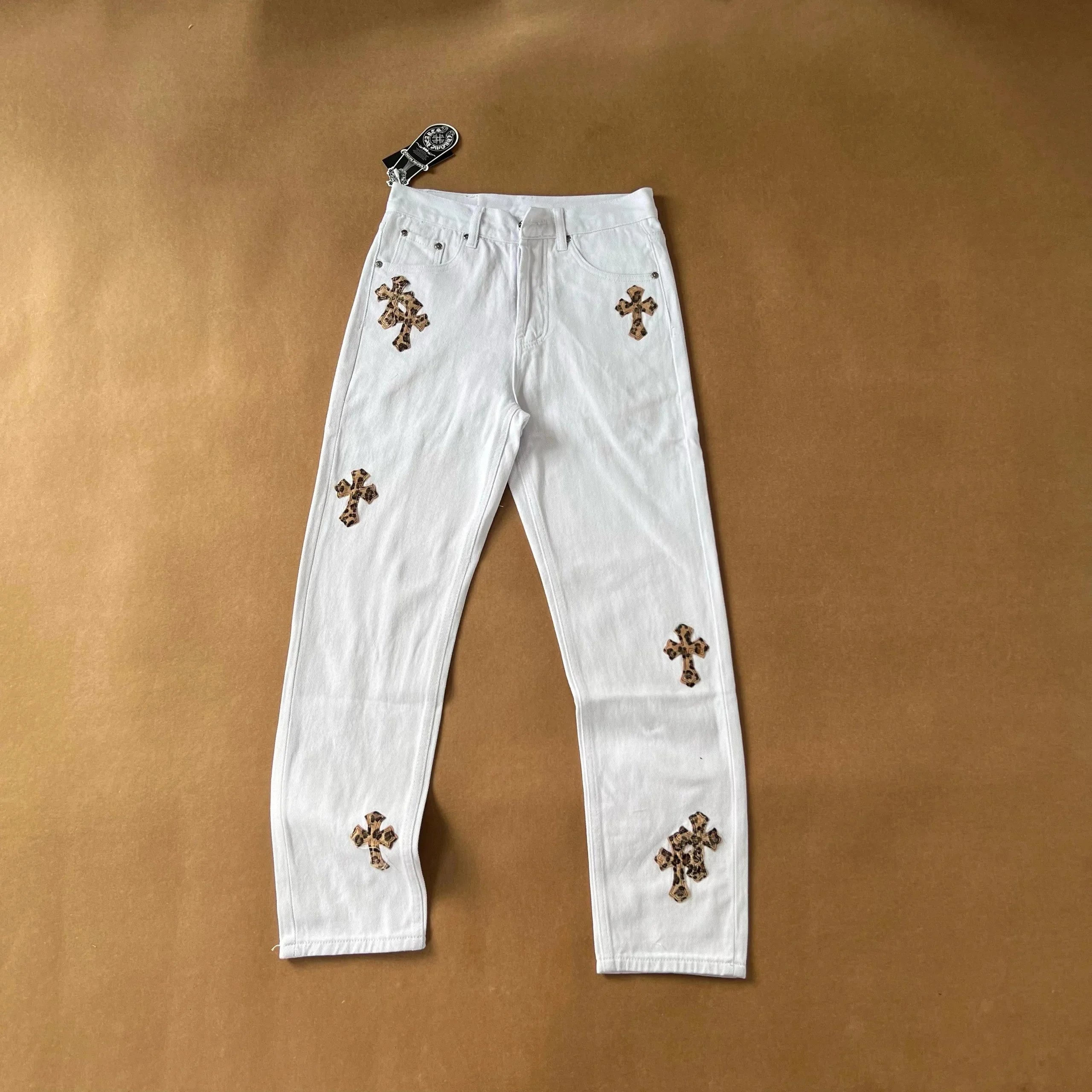 Crocs White Crocs Cross Leopard Patch Jeans White