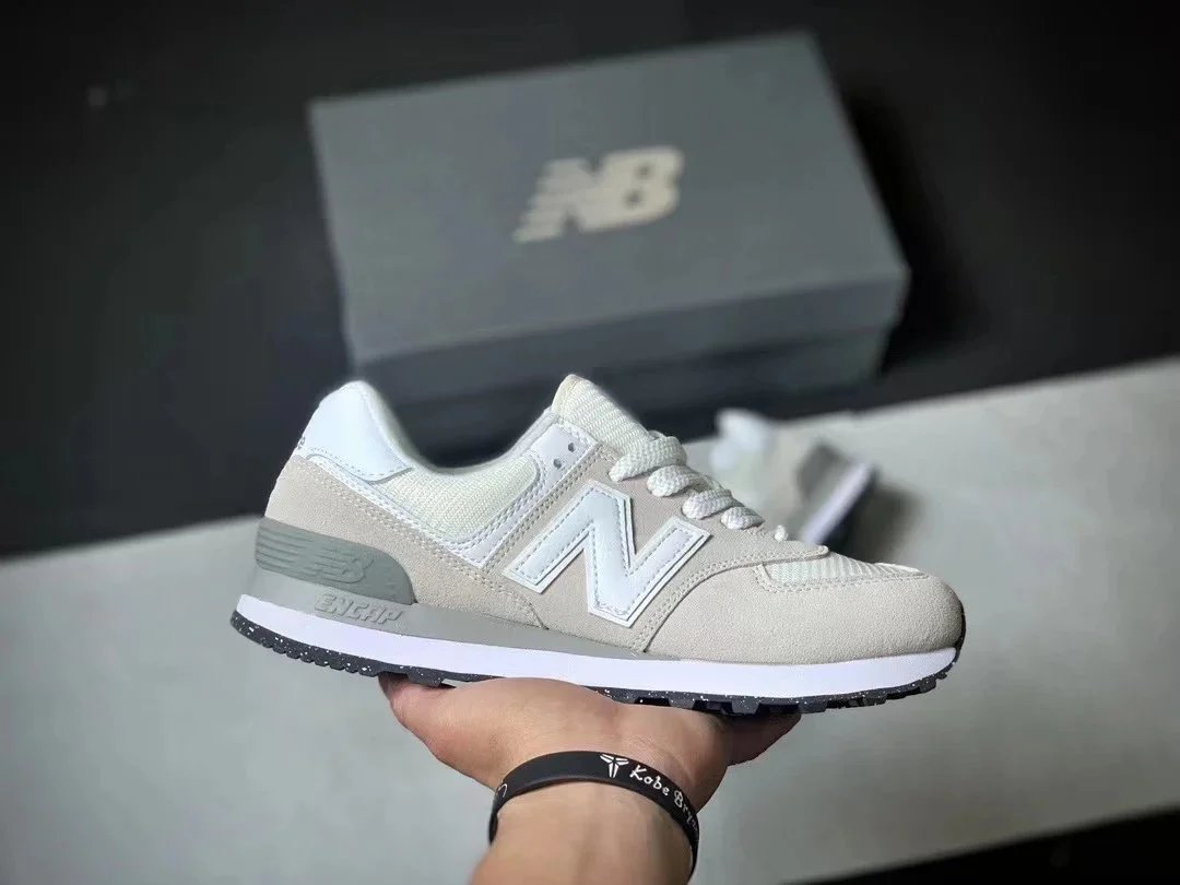 New Balance 574 Gray Navy Red Sneakers - 5