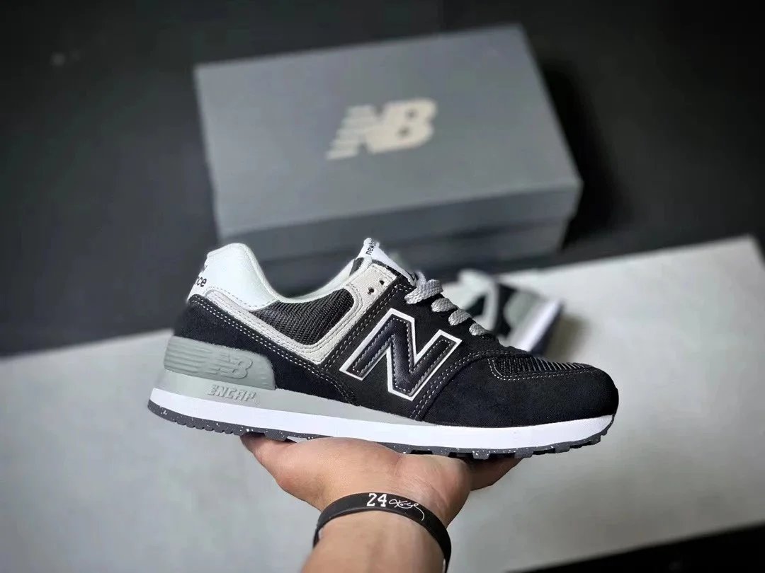 New Balance 574 Gray Navy Red Sneakers - 7