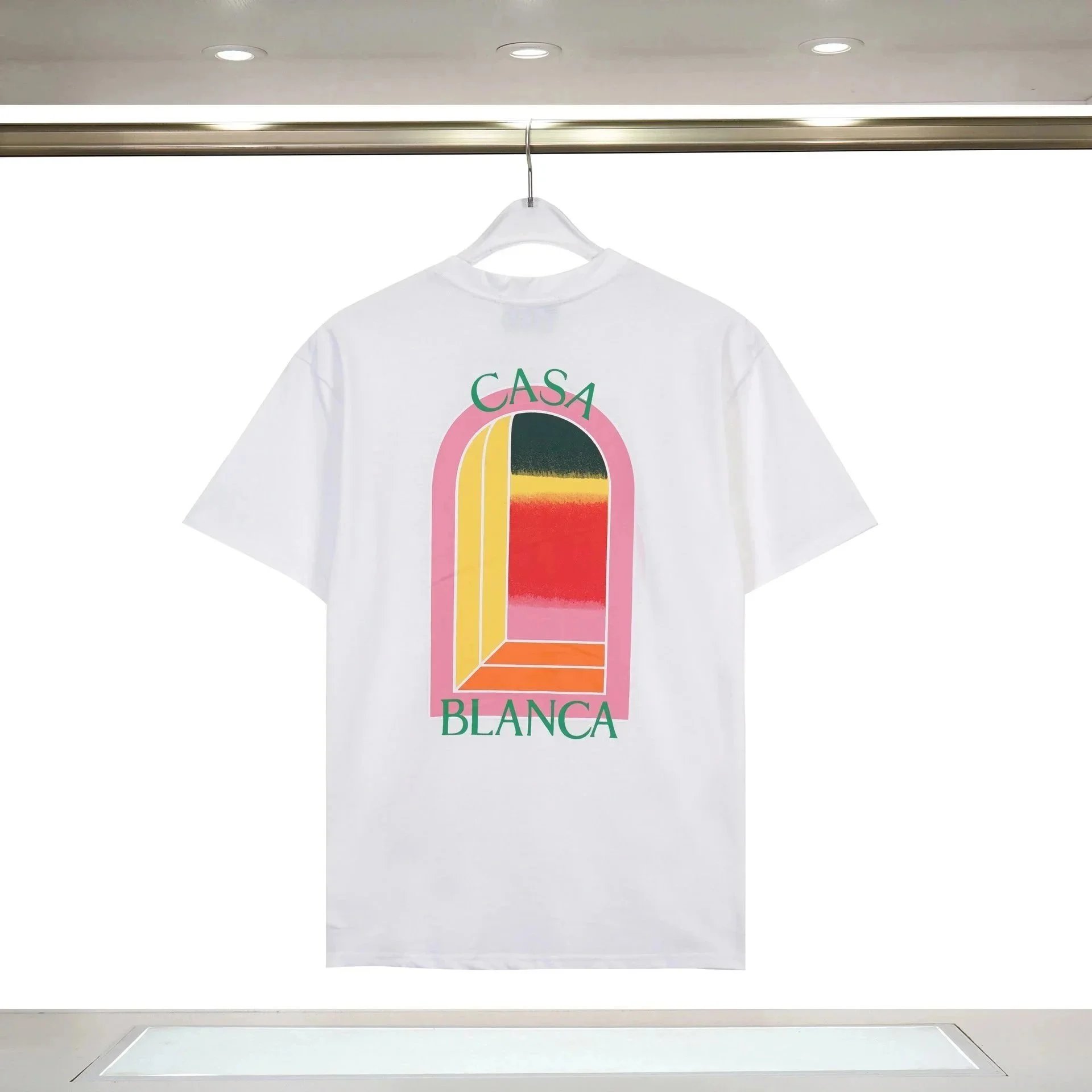 Casa Blanca Arch Gradient Print White Black Casual T-Shirt