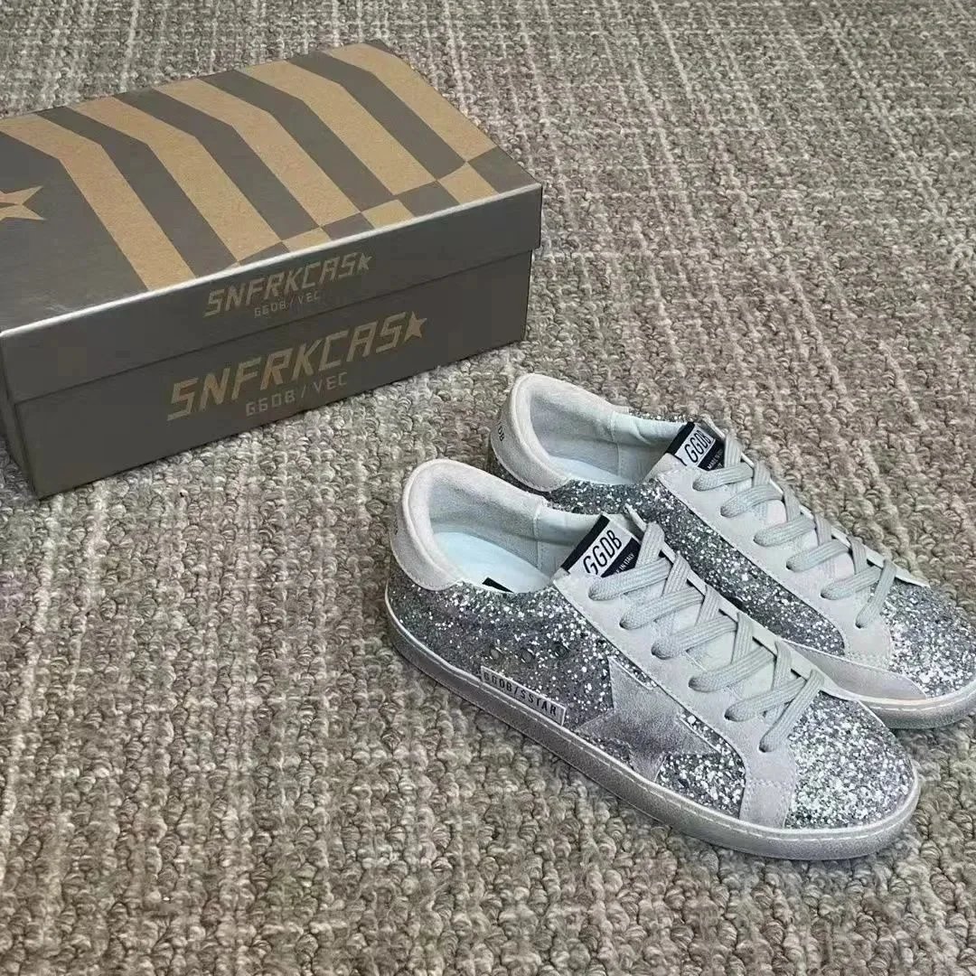 Golden Goose Golden Goose Glitter Star Sneakers, Silver Sparkle Silver