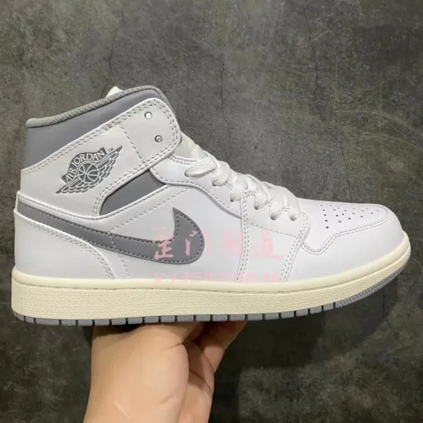 Air Jordan 1 Mid Black/White/Gym Red Sneakers - 10
