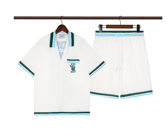 Casablanca Tennis Shirt and Shorts Set White with Green and Blue Trim Casual Set product listing in Litbuy spreadsheet finds