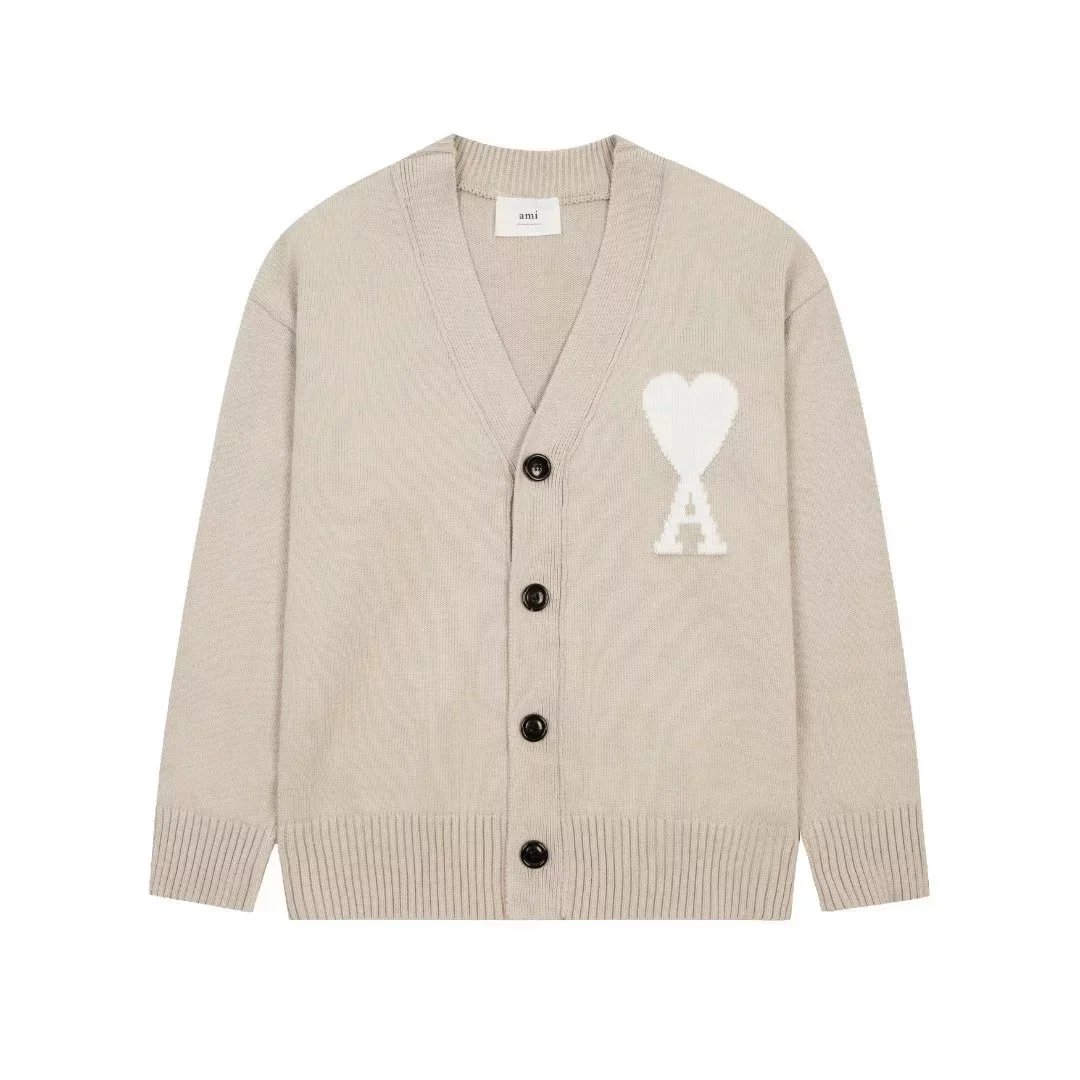 Ami Paris Heart Logo Cardigan White - 11