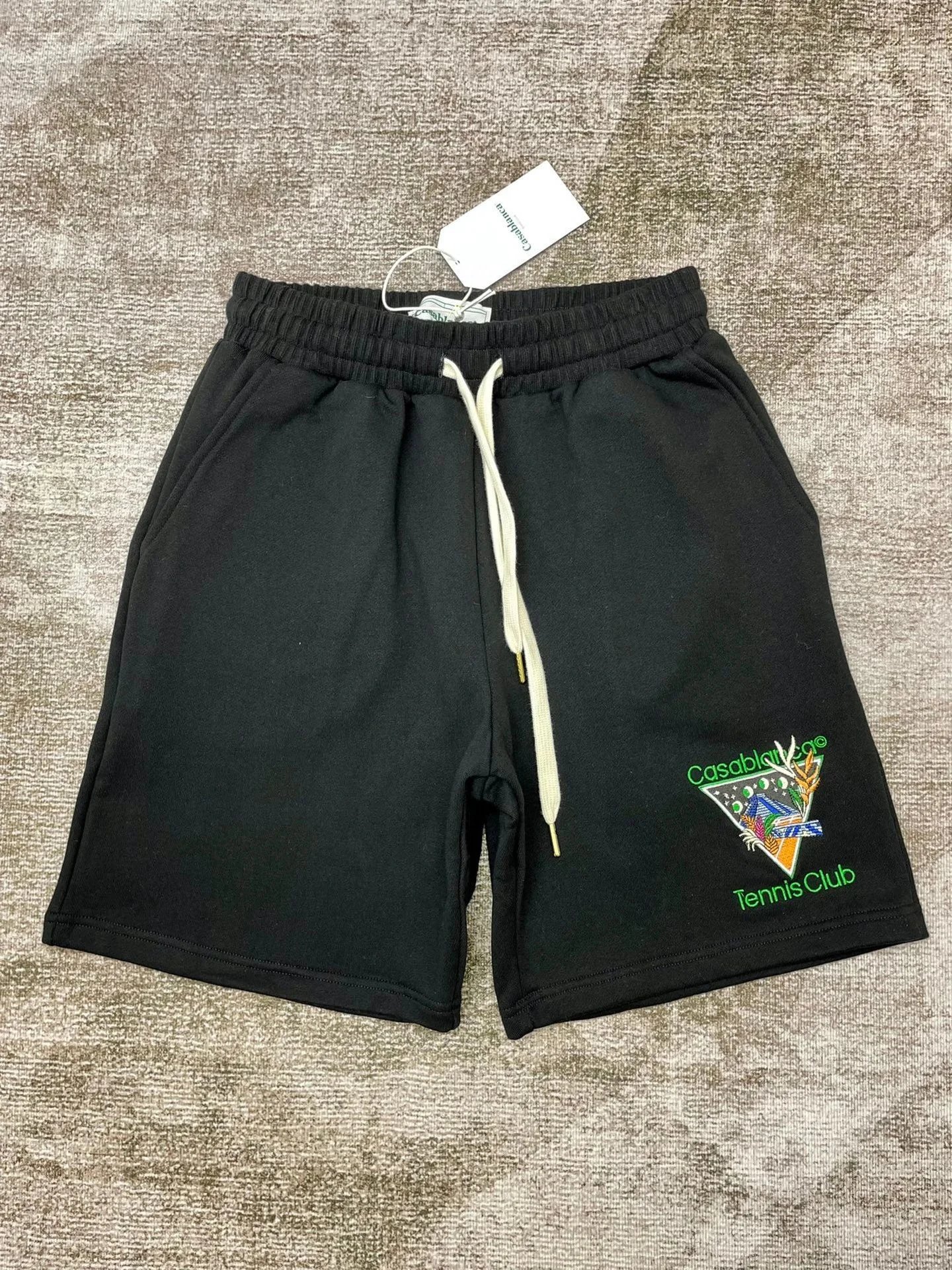 Candibana Tennis Club Black Embroidered Sweat Shorts