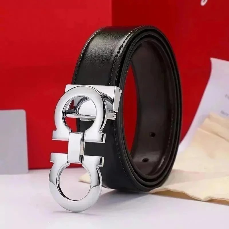 Salvatore Ferragamo Gancini Black Leather Belt