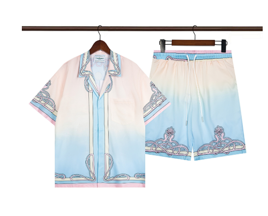 Design Gradient Print Resort Shirt and Shorts Set Multicolor Casual Set product listing in Litbuy spreadsheet finds