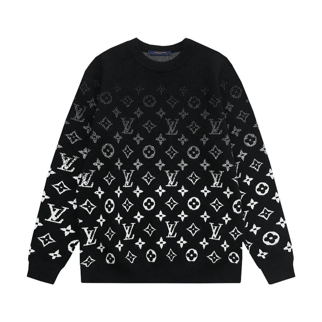 Louis Vuitton Pixelated Black Gray Blue White Knit Sweater