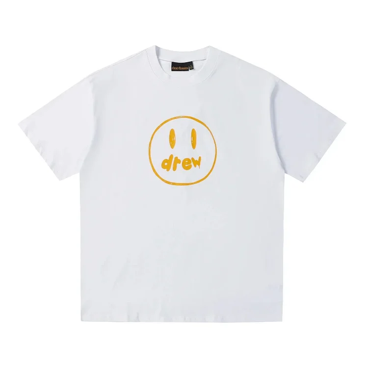 DREW HUOSE Summer classic Justin Bieber matching smiley face pattern round neck versatile T-shirt for couples(pic11) DREW HUOSE Summer classic Justin Bieber matching smiley face pattern round neck versatile T-shirt for couples