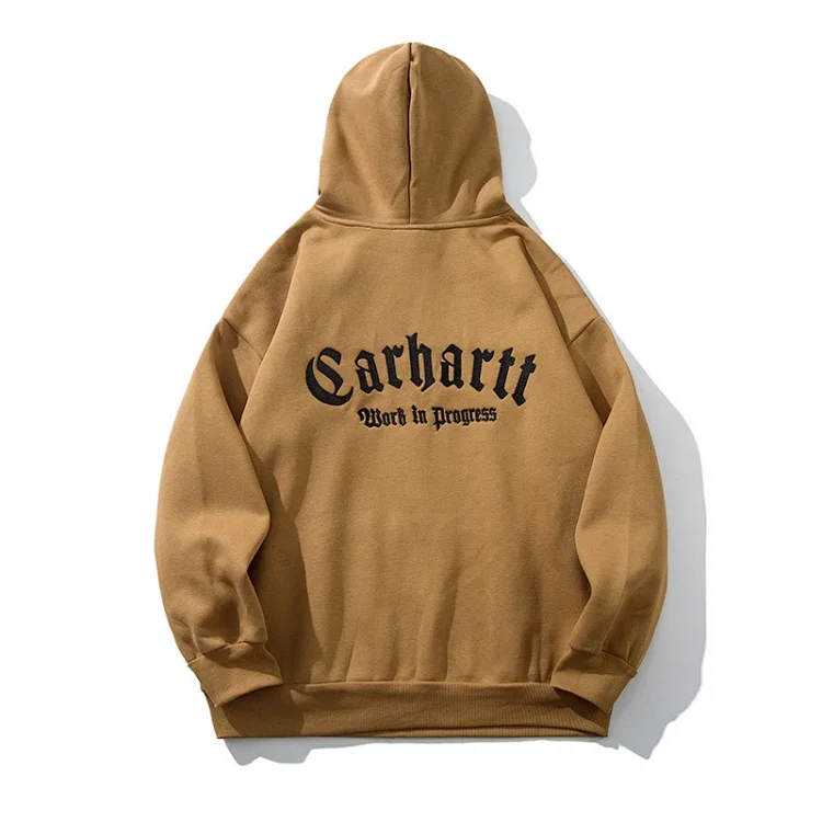 Classic letter embroidered mens and womens loose hooded plus fleece hoodie sweatshirt(pic3) Classic letter embroidered men's and women's loose hooded plus fleece hoodie sweatshirt