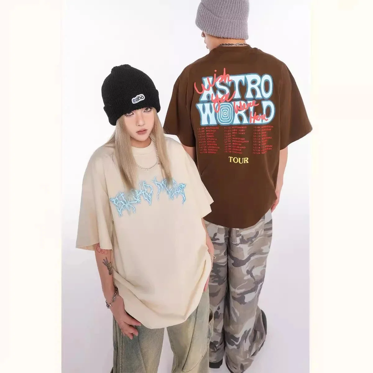 Travis Scott ts Cactus Jack shirt Fujiwara Hiroshi lightning joint TS men's and women's short-sleeved T-shirt