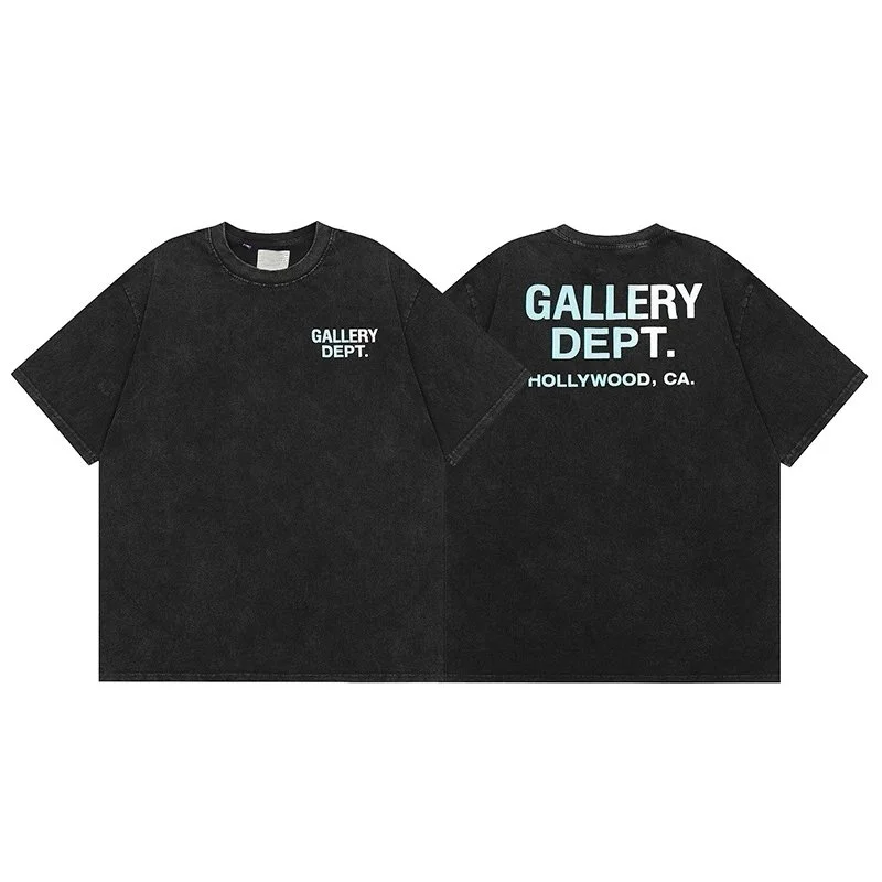 Gallery dept American fashion brand short-sleeved Vintage summer loose retro washed old high street T-shirt for men