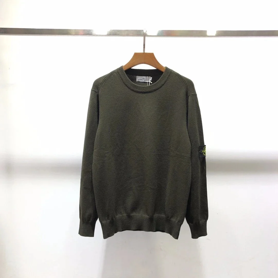 Cross-border sto*ne isla*nd Stone Island autumn and winter sweater basic classic armband couple round neck pullover long sleeve