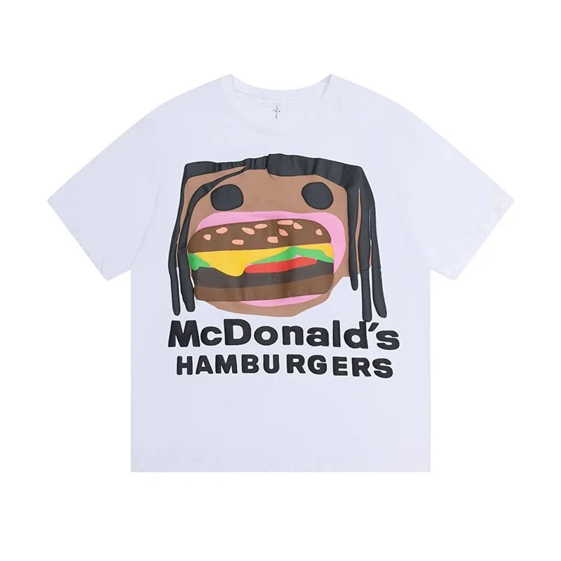 Travis Scott Cactus jack X CPFMgCJ joint model foam hamburger mouth pattern short-sleeved T
