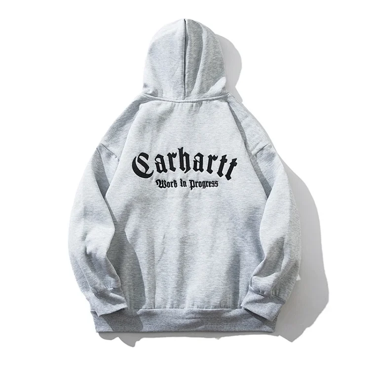 Classic letter embroidered mens and womens loose hooded plus fleece hoodie sweatshirt(pic5) Classic letter embroidered men's and women's loose hooded plus fleece hoodie sweatshirt