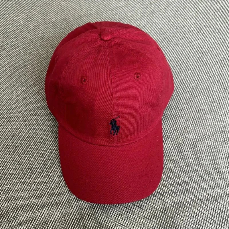 Polo Ralph Lauren Hats Embroidered Pony Baseball Cap — Wine red with a dark blue label