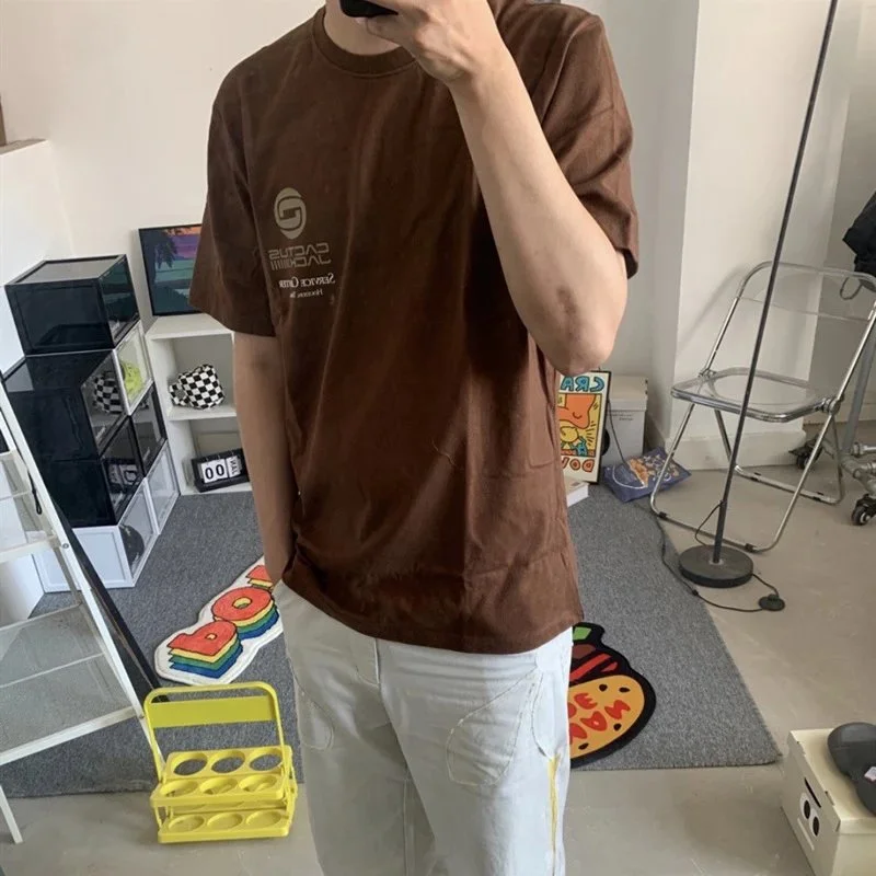 Heavy 2024 new Travis Scott Cactus Jack solid color letter pattern printed short-sleeved tee