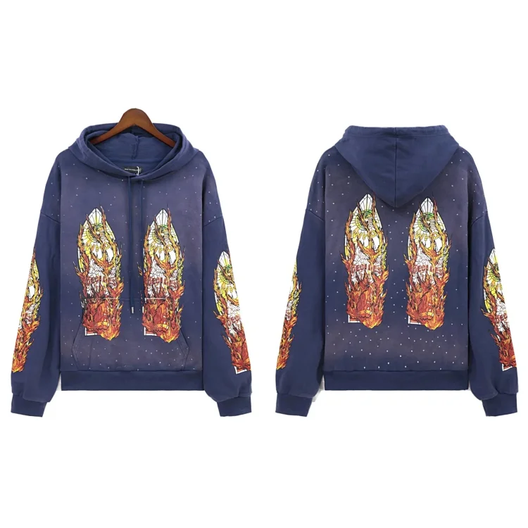 Washed distressed heavy industry print suit retro hooded sweatshirt(pic4) Washed distressed heavy industry print suit retro hooded sweatshirt