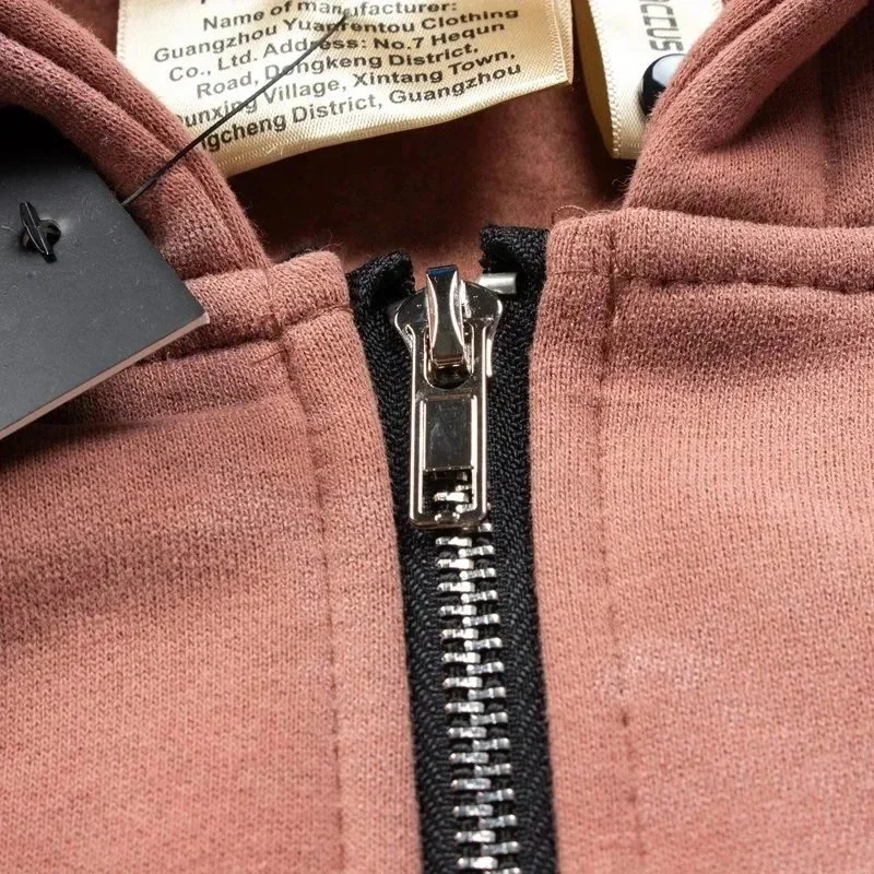 Velvet zipper sweatshirt, INS super hot, trendy, high street, retro, distressed, mud-dyed niche, Travis Scott tour commemorative autumn and winter pure cotton fleece cardigan, zipper hooded