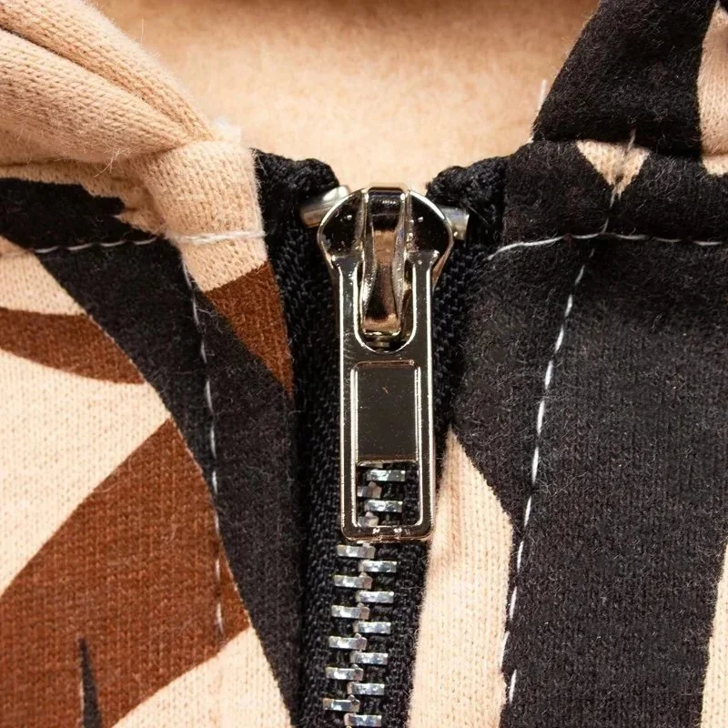 Velvet zipper sweatshirt European and American high street fashion brand hip-hop street ins star travis scott same style thorns all over print pure cotton fleece cardigan sweatshirt zipper h