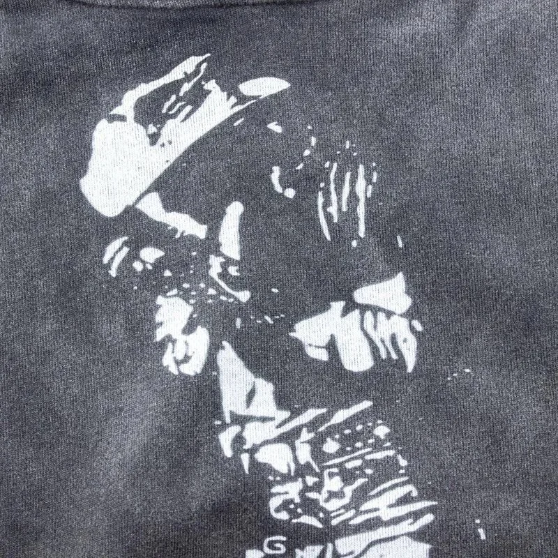 420g heavyweight washed sweatshirt American high street trendy brand travis scott hooded sweatshirt washed spray Ma Liu distressed retro male and female couple autumn Rodeo pure cotton terry