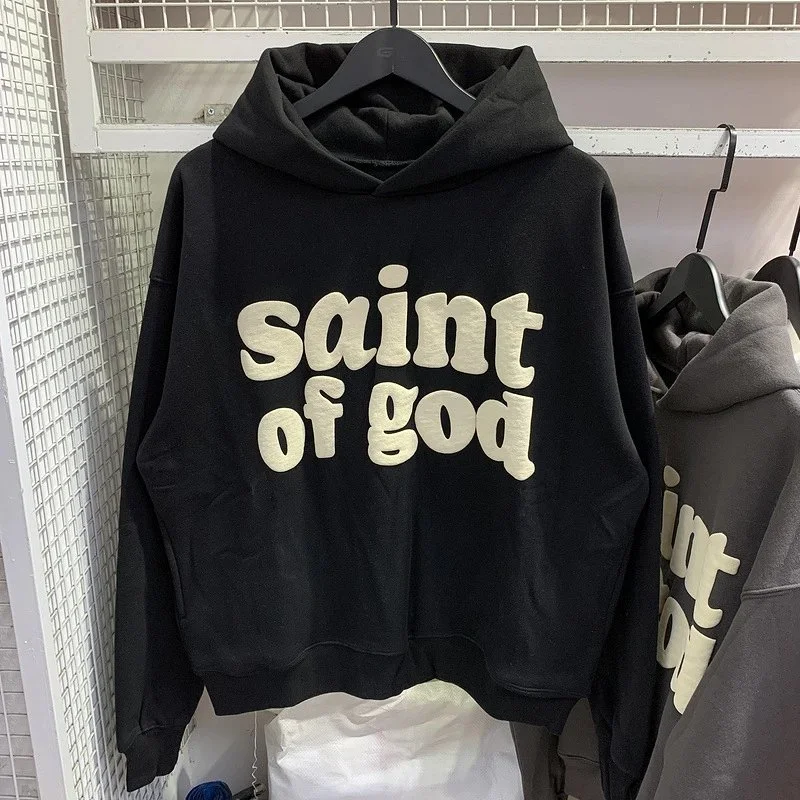 Foam printed sweatshirts for men and women, trendy brand hoodies for couples
