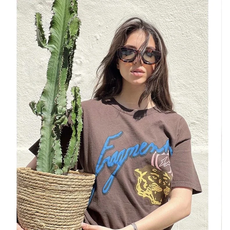 Travis Scott Cactus Jack tiger head lightning joint pattern short-sleeved T-shirt for men