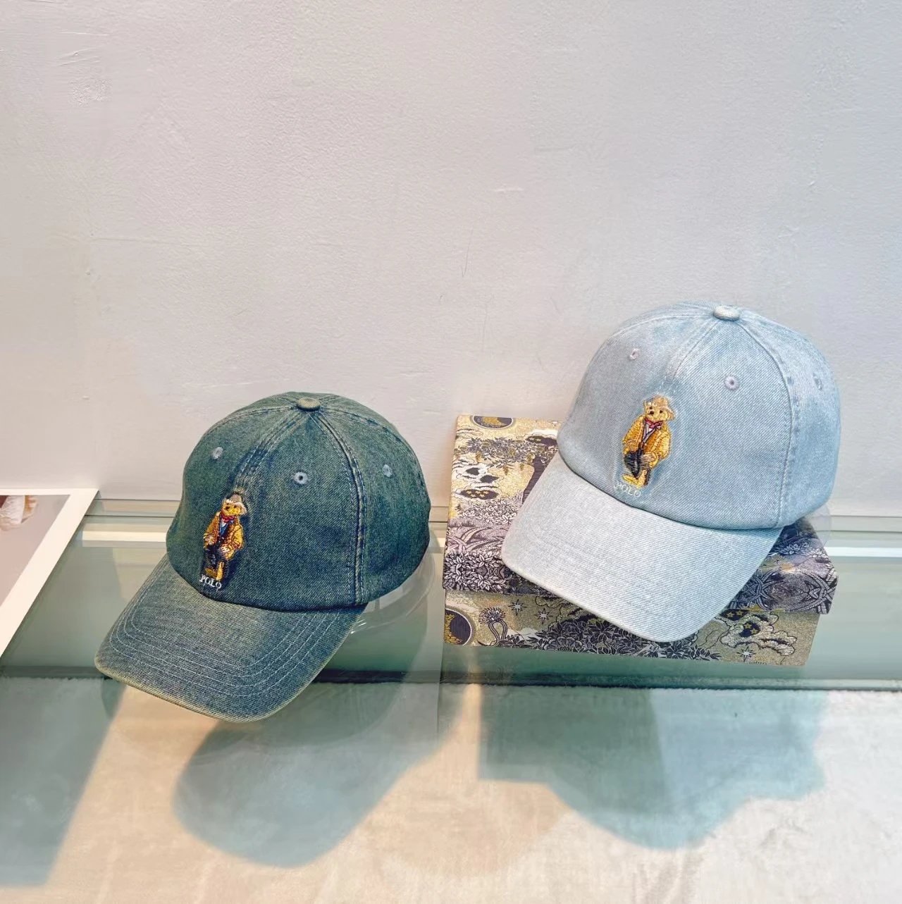 Polo Ralph Lauren Denim Bear Embroidery Baseball Cap T-Shirt