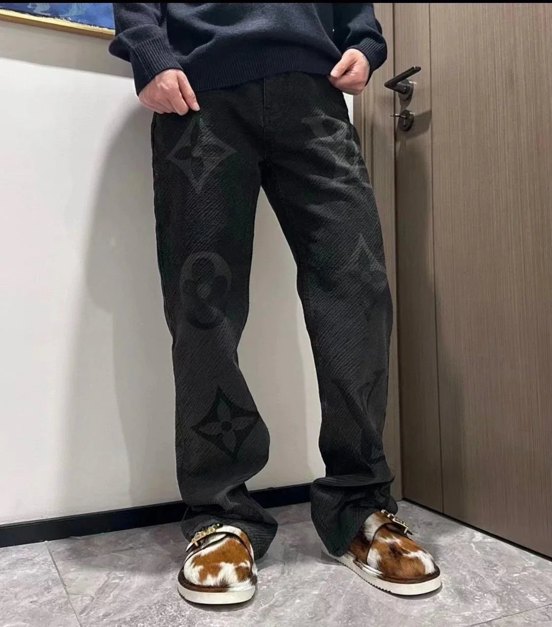 Louis Vuitton 1u24Fw new dark pattern presbyopic logo twill suit jeans