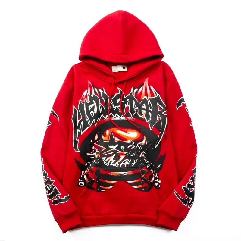 [hello series] fog high street washed and distressed heavy worker head print casual sweatshirt couple wear hoodie