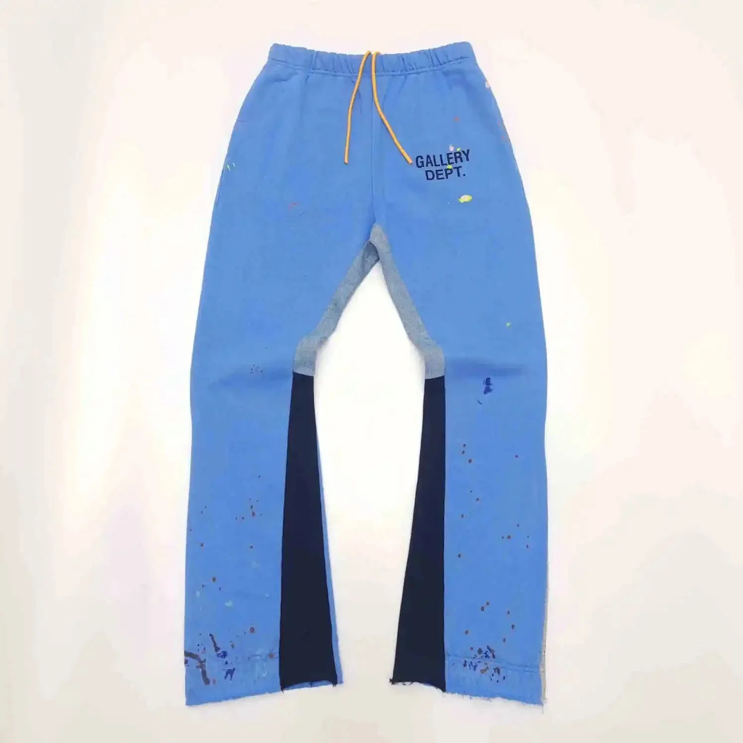 Dept. trousers legs are spliced ​​with multi-colored black letters and white waves
