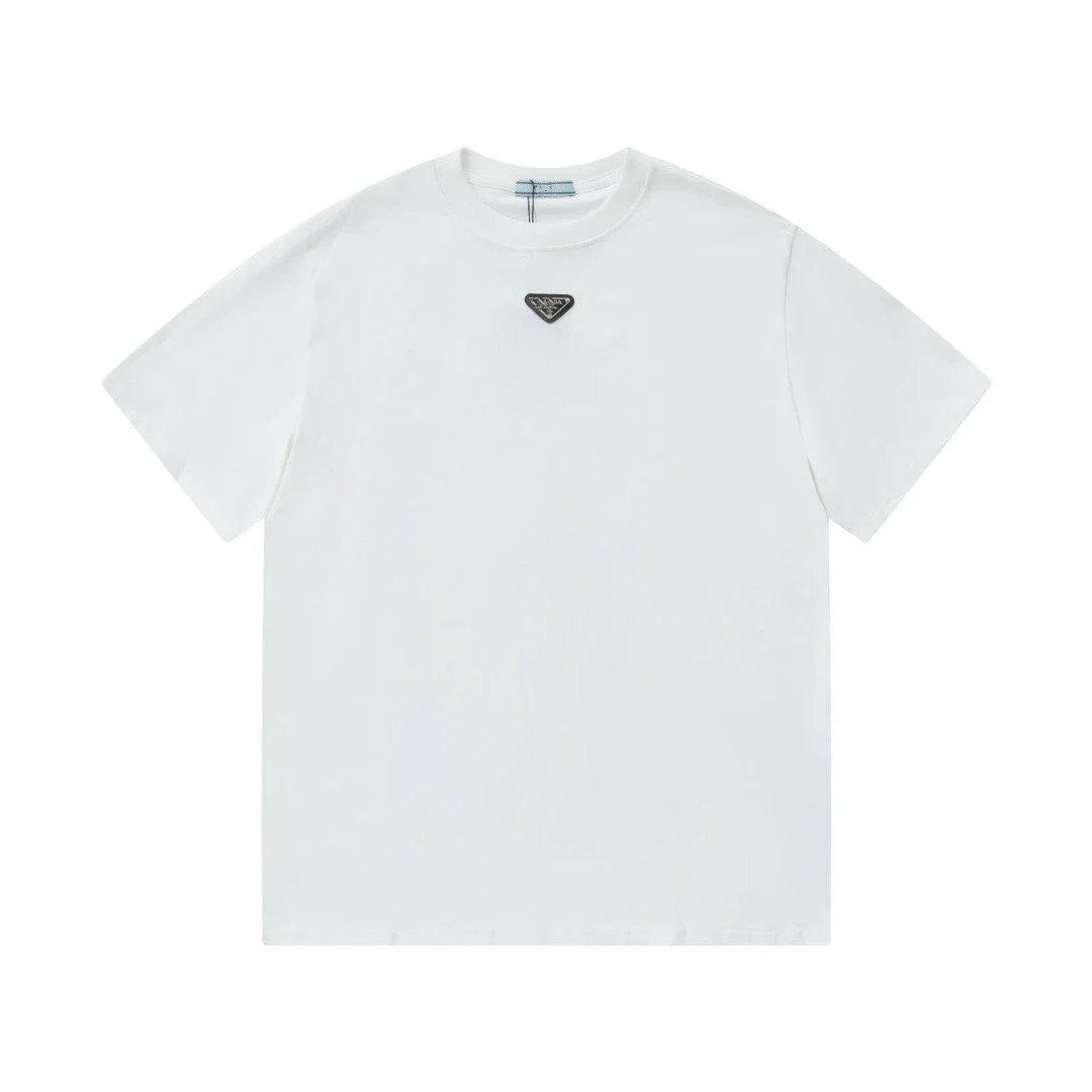 Metal triangle logo series style P short-sleeved T-shirts for men and women