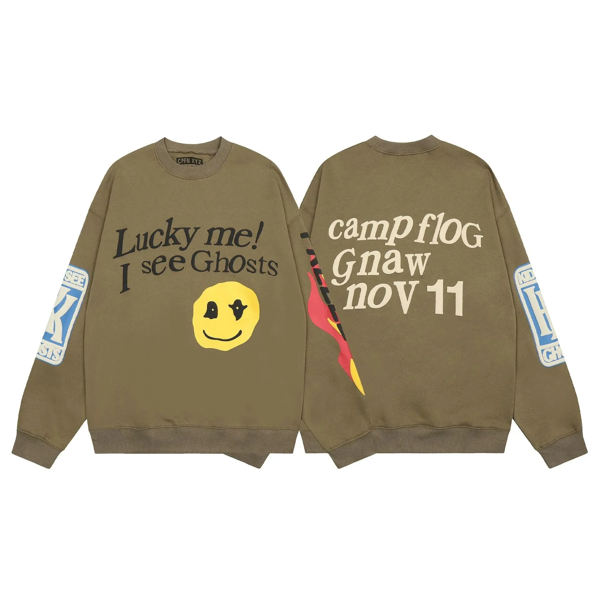 Foam printed sweatshirts for men and women, trendy brand hoodies for couples