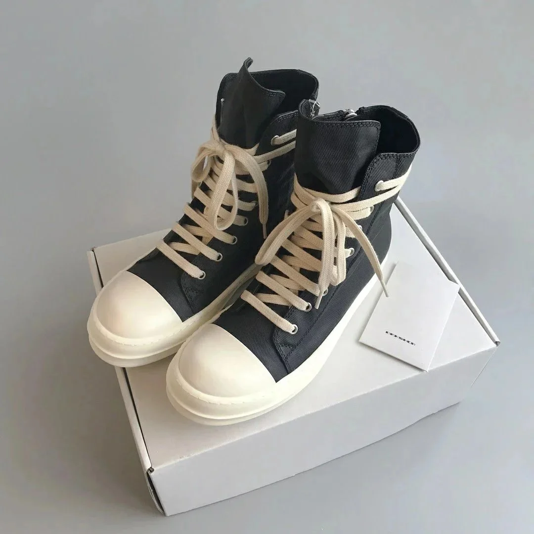 RICK OWENS RO double line DRKSHDW old wax cloth high top large Converse