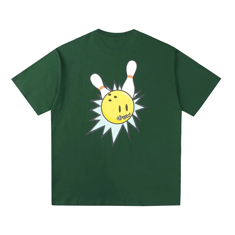 DREW HUOSE Summer classic Justin Bieber matching smiley face pattern round neck versatile T-shirt for couples(pic42) DREW HUOSE Summer classic Justin Bieber matching smiley face pattern round neck versatile T-shirt for couples