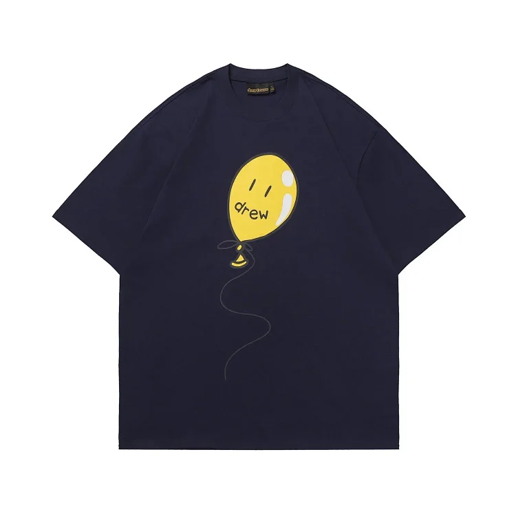 DREW HUOSE Summer classic Justin Bieber matching smiley face pattern round neck versatile T-shirt for couples(pic14) DREW HUOSE Summer classic Justin Bieber matching smiley face pattern round neck versatile T-shirt for couples
