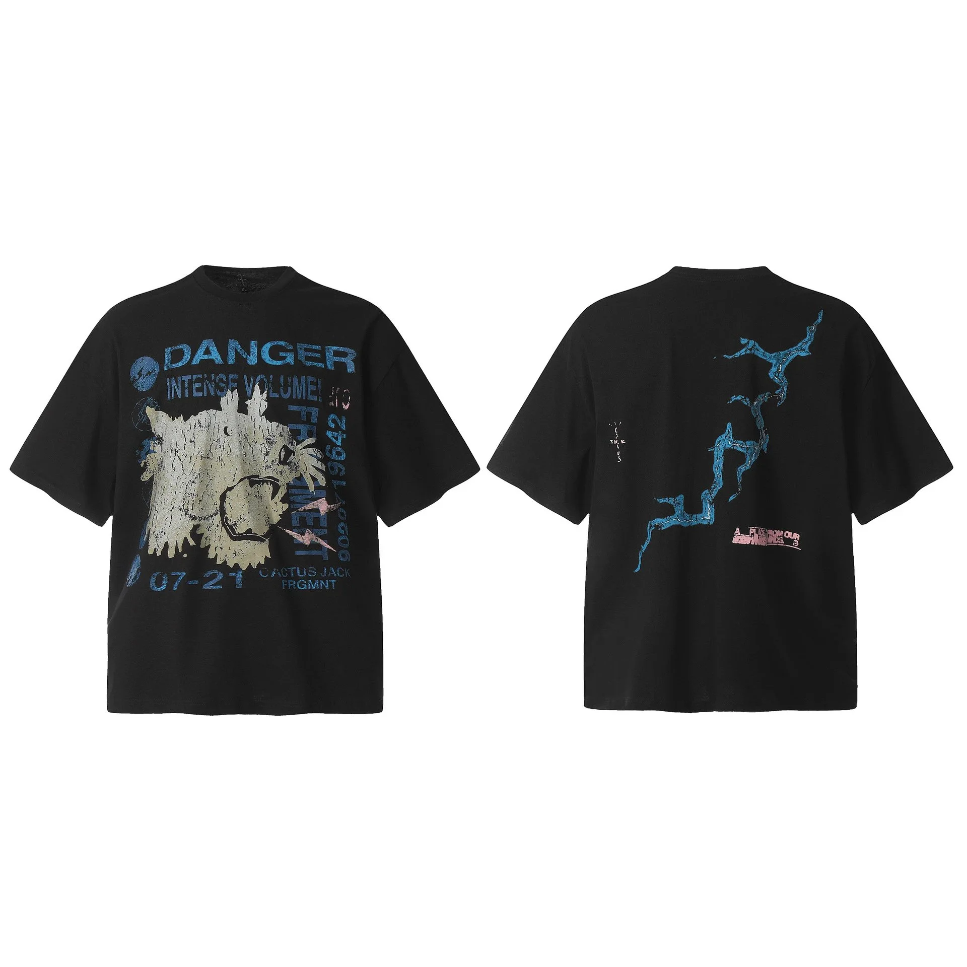 Travis Scott ts Cactus Jack shirt Fujiwara Hiroshi lightning joint TS men's and women's short-sleeved T-shirt