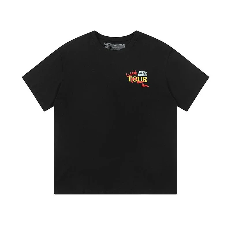 Travis Scott Cactus Jack Astroworld Logo solid color letter print short sleeves for men and women