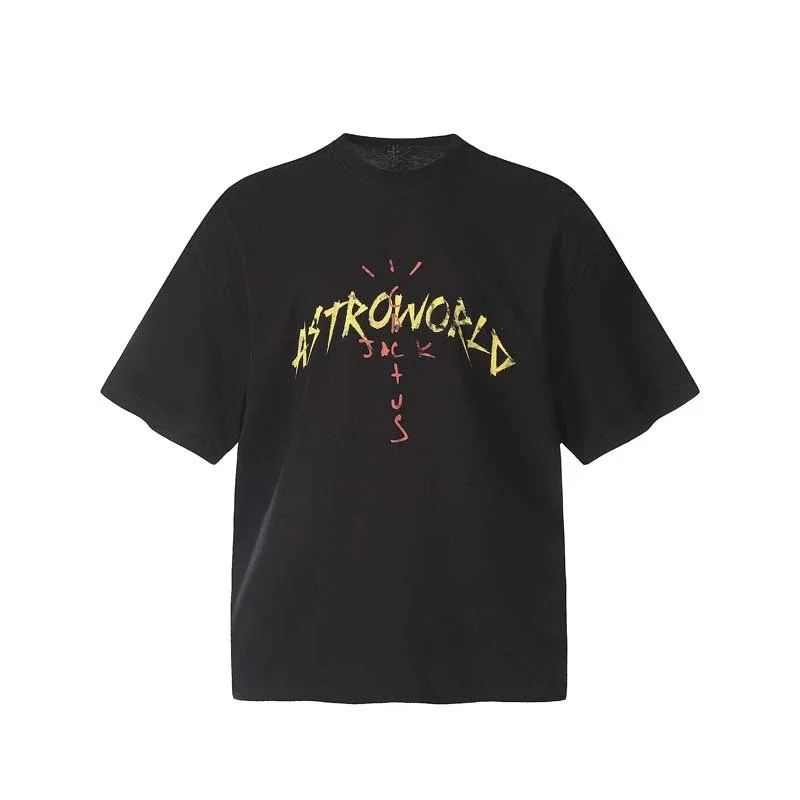 TRAVIS SCOTT CACTUS JACK album peripheral commemorative T-shirt simple letter print round neck short sleeves