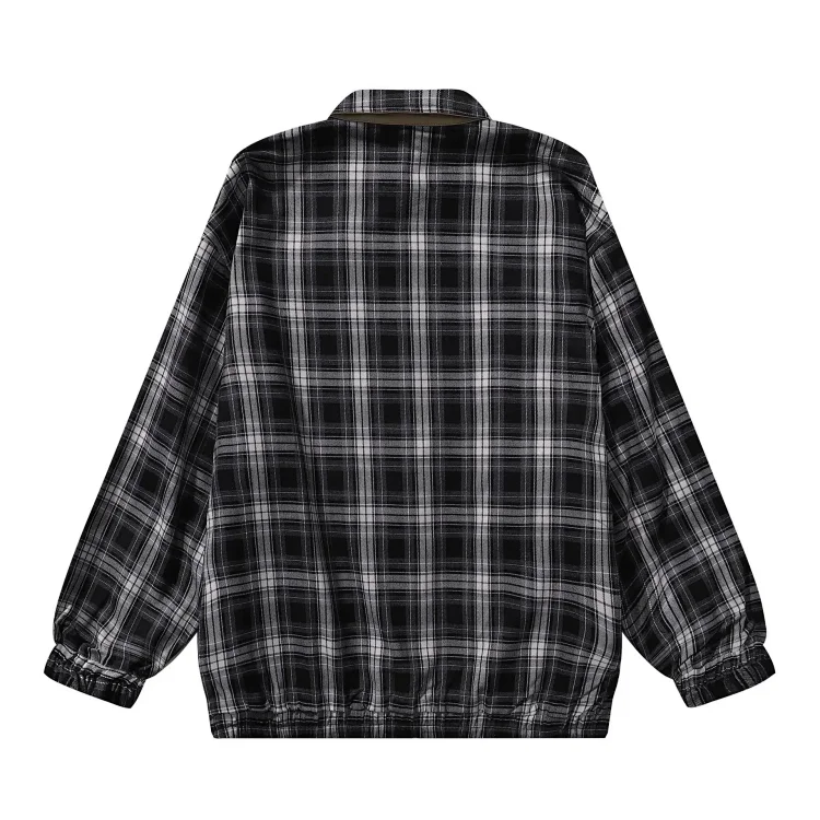 Reversible plaid lapel loose casual jacket for men and women(pic17) Reversible plaid lapel loose casual jacket for men and women