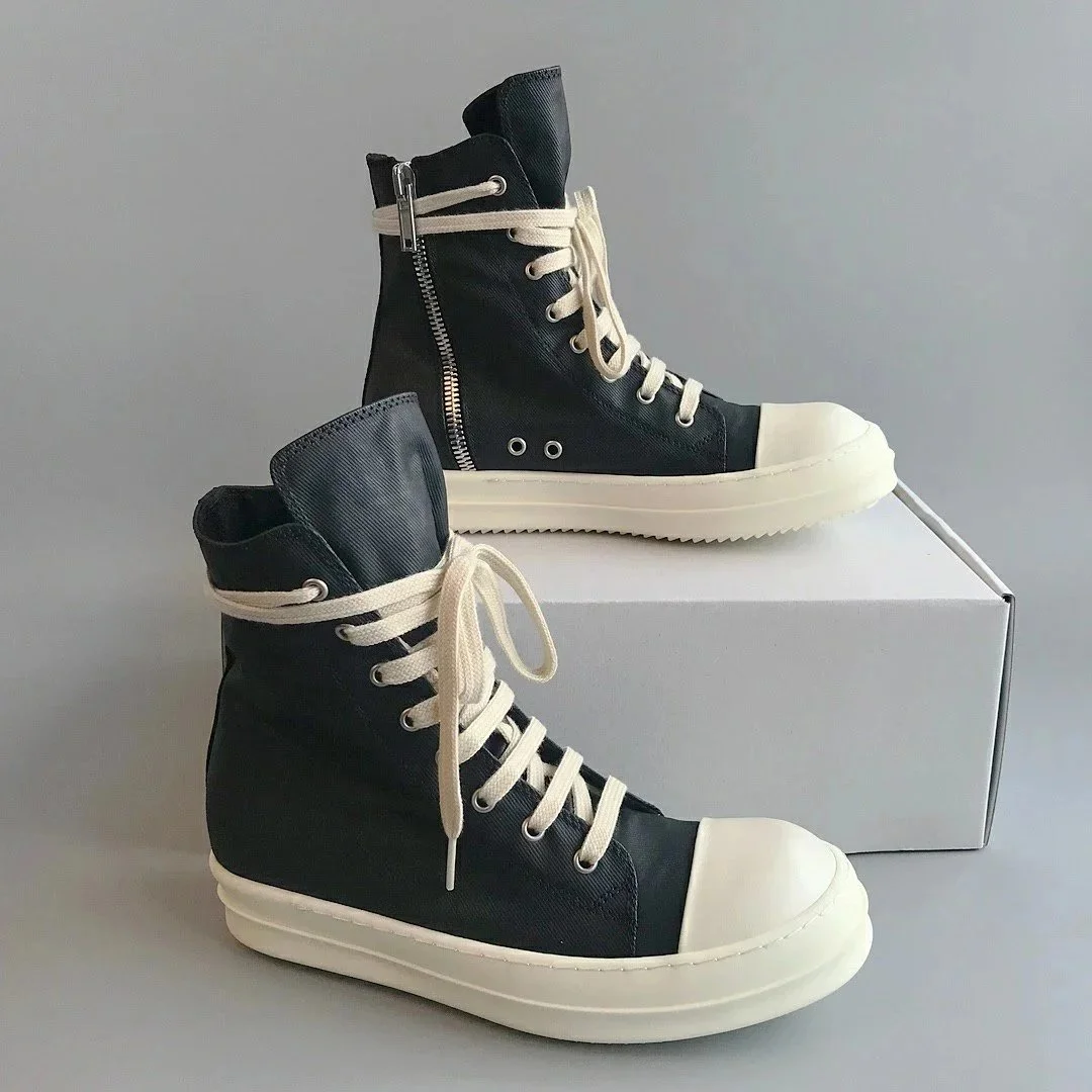 RICK OWENS RO double line DRKSHDW old wax cloth high top large Converse