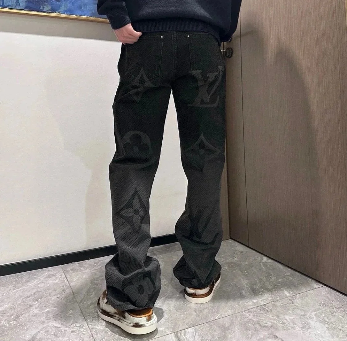 Louis Vuitton 1u24Fw new dark pattern presbyopic logo twill suit jeans