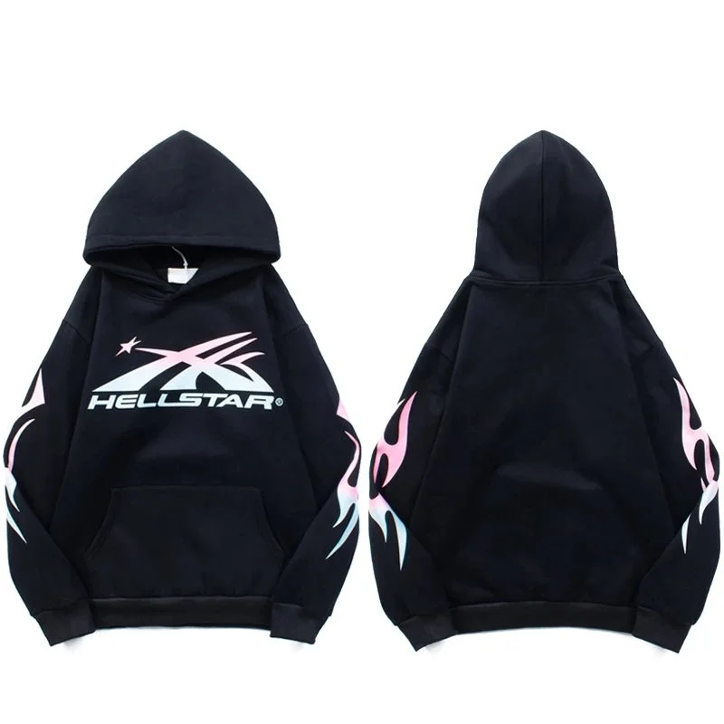 [hello series] fog high street washed and distressed heavy worker head print casual sweatshirt couple wear hoodie
