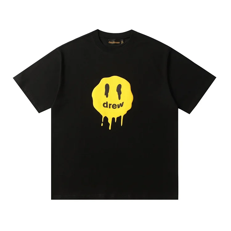 DREW HUOSE Summer classic Justin Bieber matching smiley face pattern round neck versatile T-shirt for couples(pic3) DREW HUOSE Summer classic Justin Bieber matching smiley face pattern round neck versatile T-shirt for couples
