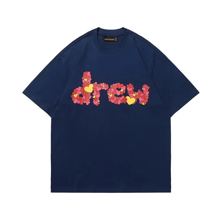 DREW HUOSE Summer classic Justin Bieber matching smiley face pattern round neck versatile T-shirt for couples(pic16) DREW HUOSE Summer classic Justin Bieber matching smiley face pattern round neck versatile T-shirt for couples