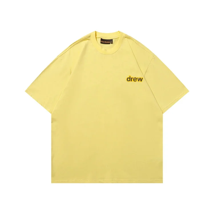 DREW HUOSE Summer classic Justin Bieber matching smiley face pattern round neck versatile T-shirt for couples(pic28) DREW HUOSE Summer classic Justin Bieber matching smiley face pattern round neck versatile T-shirt for couples