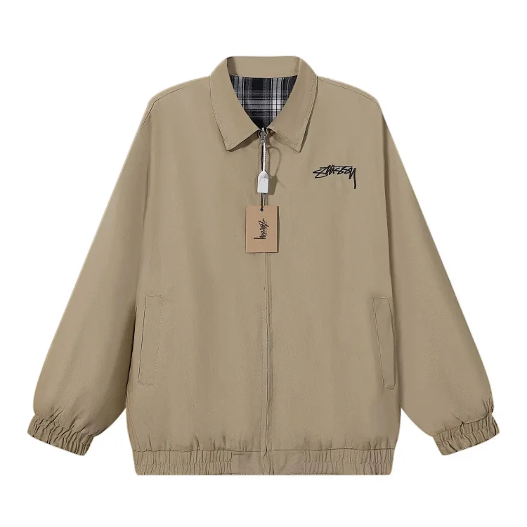 Reversible plaid lapel loose casual jacket for men and women(pic18) Reversible plaid lapel loose casual jacket for men and women