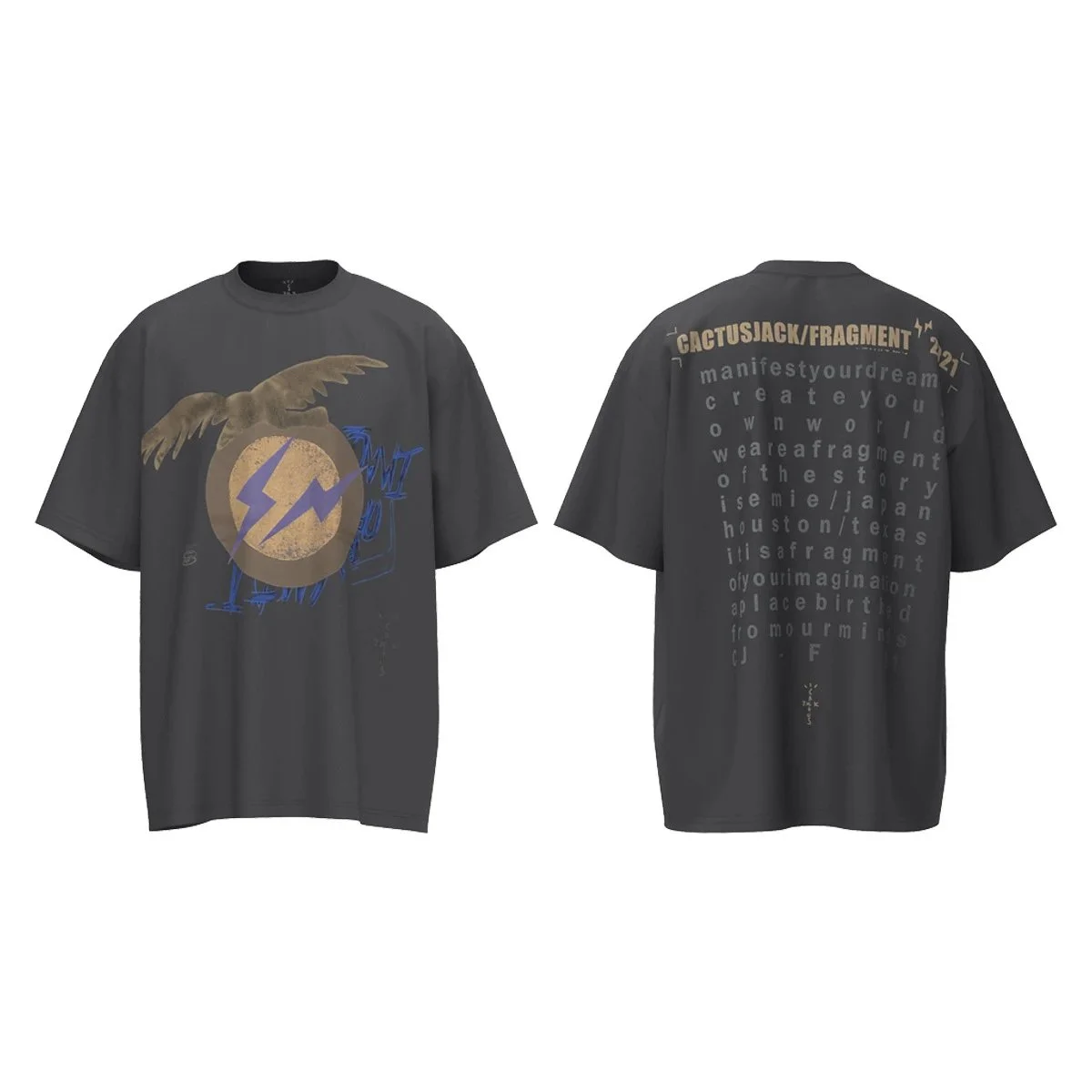 Travis Scott ts Cactus Jack shirt Fujiwara Hiroshi lightning joint TS men's and women's short-sleeved T-shirt